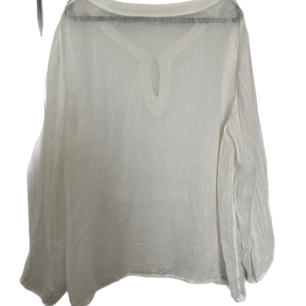 White Linen Tunic Boho Minimalist Lagenlook Top Beach Coverup
